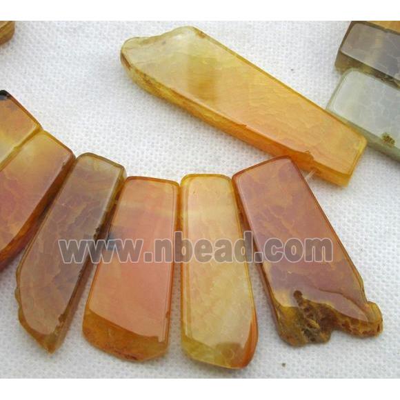 rock Natural agate bead, freeform, yellow