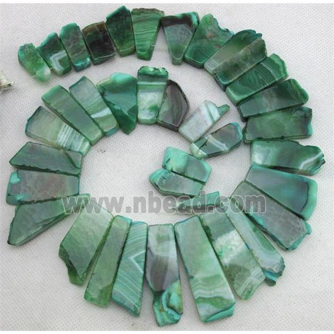 Natural rock agate bead, freeform, green