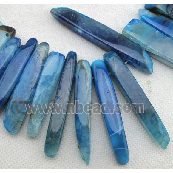 Natural agate bead, freeform, blue