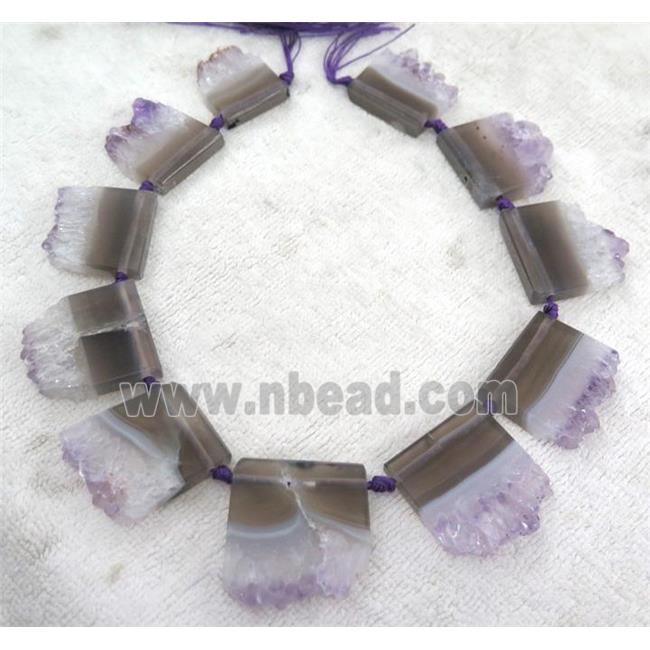 amethyst druzy collar beads, slice, purple