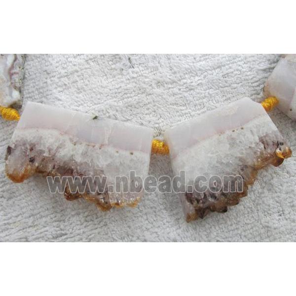 citrine slab beads with druzy, freeform