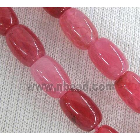 pink Agate stone bead, barrel