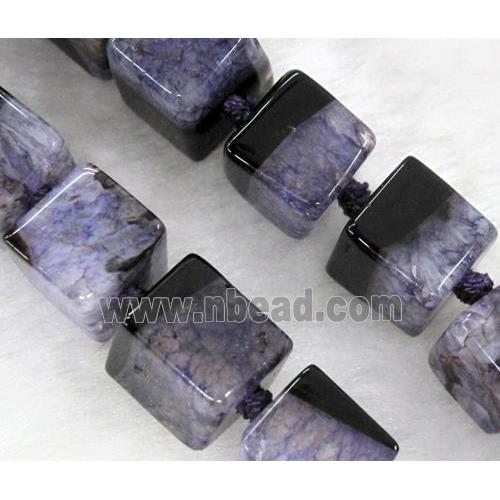 Agate Druzy beads, cube, purple