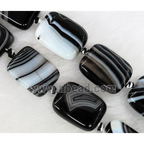 white black stripe agate stone beads, rectangle