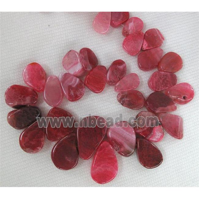 agate stone bead for necklace, teardrop, pink