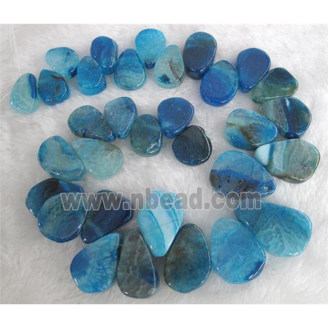 agate stone bead, teardrop, blue