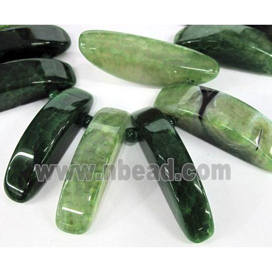 green agate stick beads