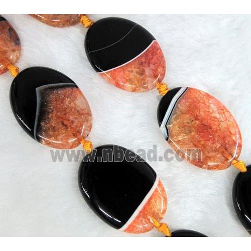 Agate Druzy beads, oval, orange