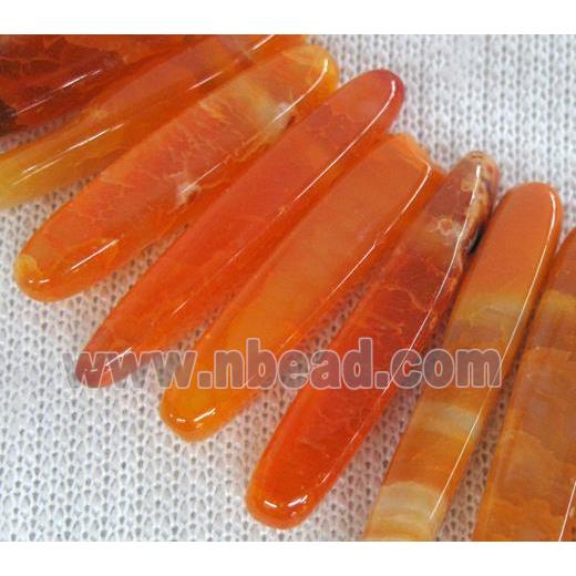 agate stone bead for necklace, stick, orange