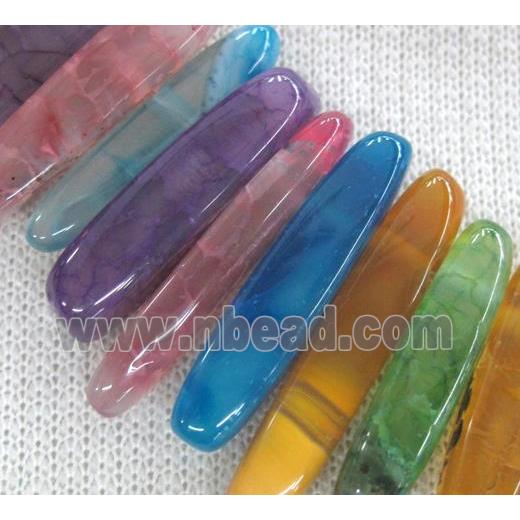 agate stone bead for necklace, stick, mixed color