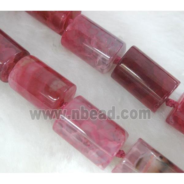 agate stone bead, tube, pink