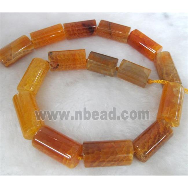 agate stone bead, tube, orange