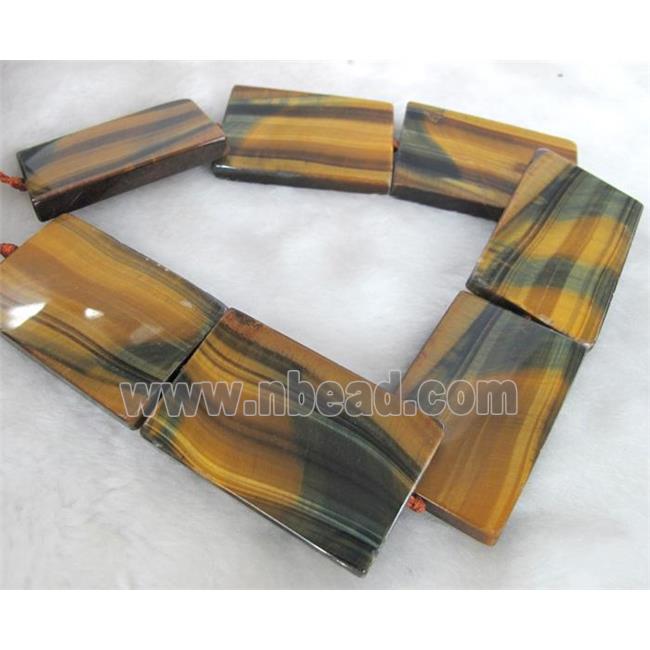 tiger eye stone slice bead, rectangle