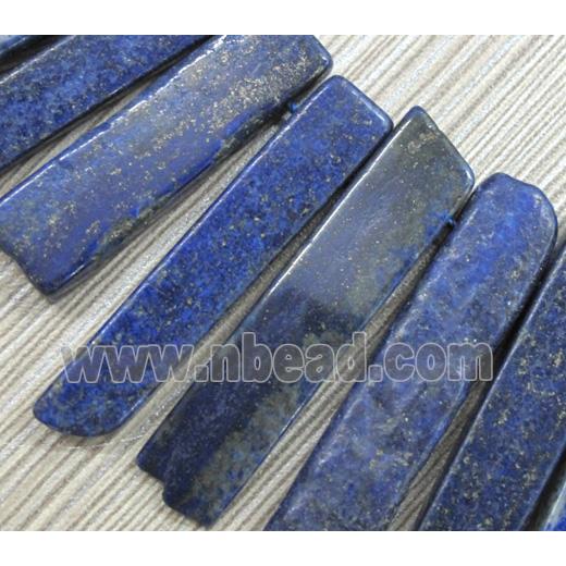 lapis lazuli collar beads, stick, blue, top drilled