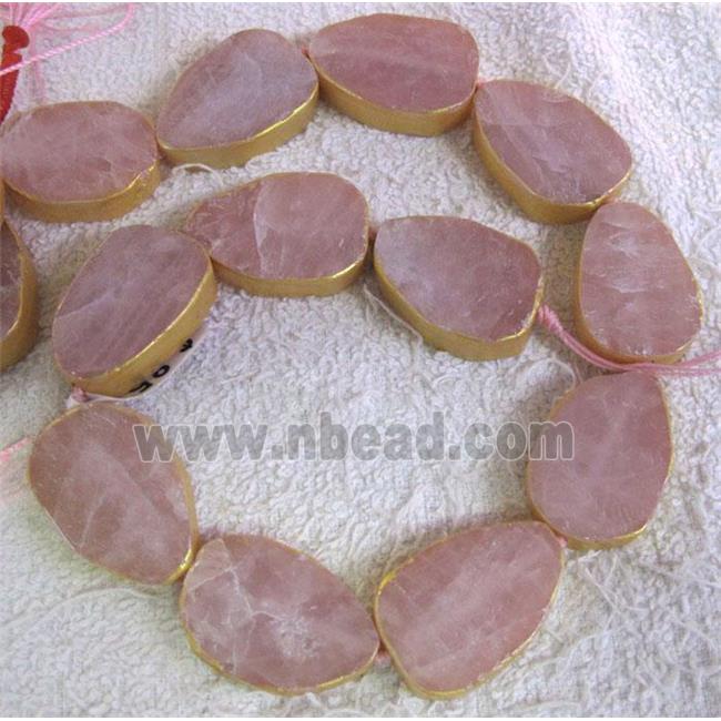 rose quartz beads, teardrop, polished