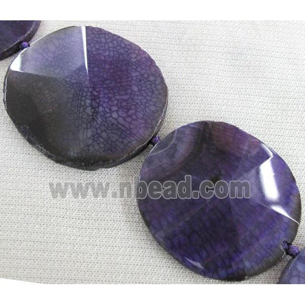 purple agate point beads, flat-round