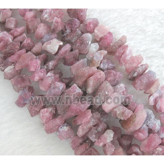 pink tourmaline chip beads, freeform