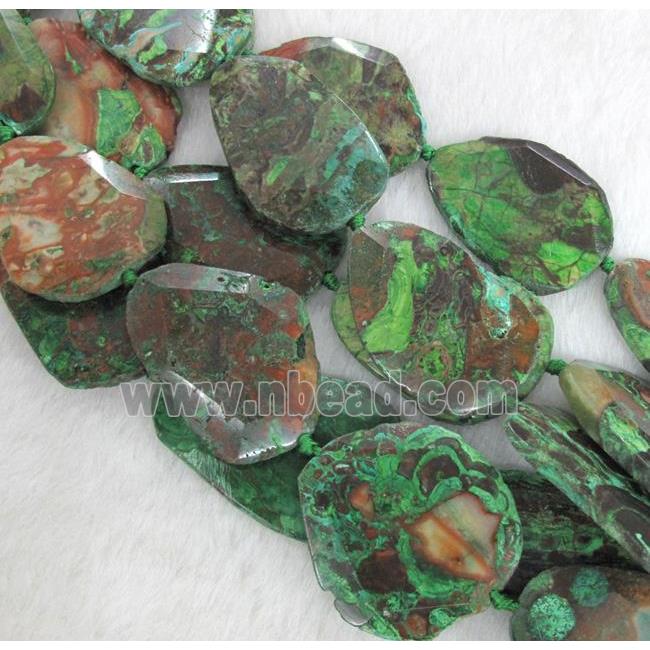 green ocean jasper beads, freeform slab