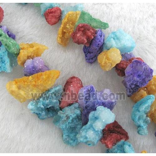 druzy agate beads, freeform, mixed color