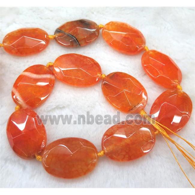 agate bead, faceted oval, orange