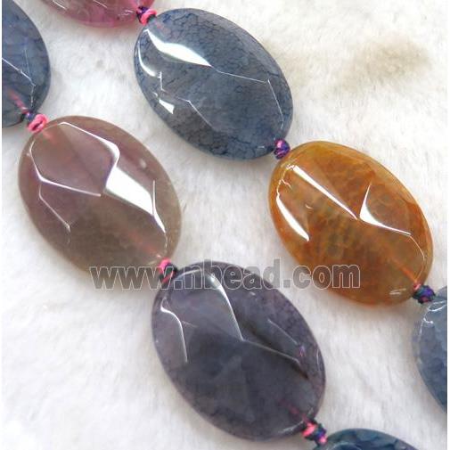 agate beads, faceted oval, mixed color