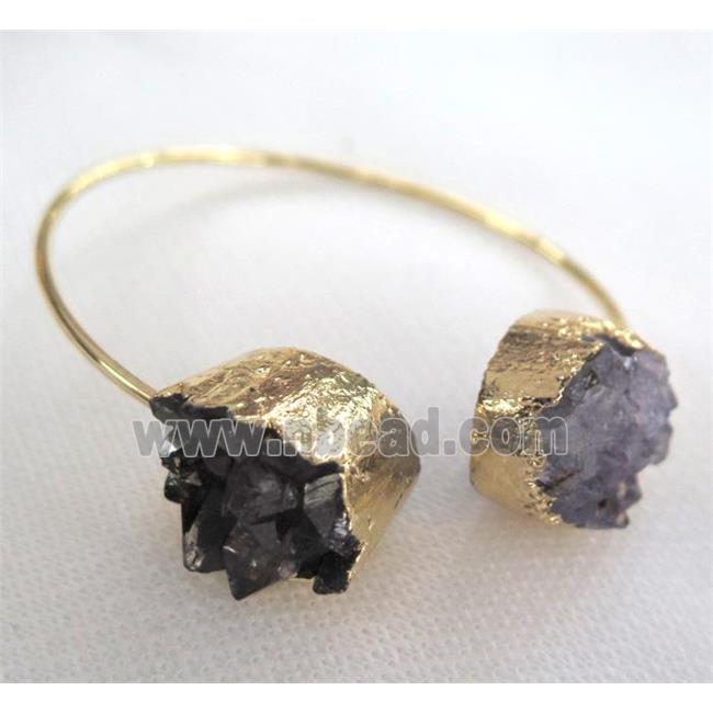 druzy amethyst bracelet, gold plated