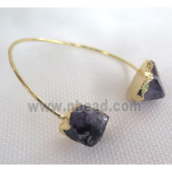 amethyst bracelet, point, gold plated