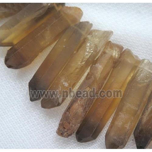 lemon quartz beads for necklace, stick