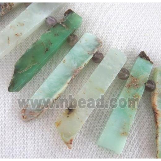 natural Australian Chrysoprase beads, stick, freeform