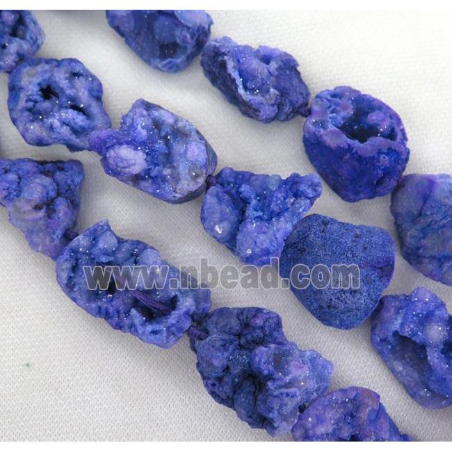 druzy agate bead, freeform, purple