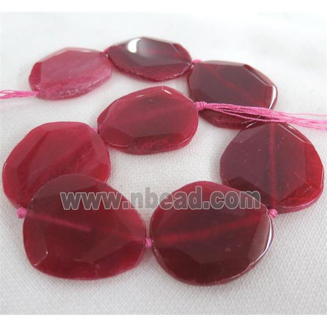 red Agate slice beads, faceted freeform