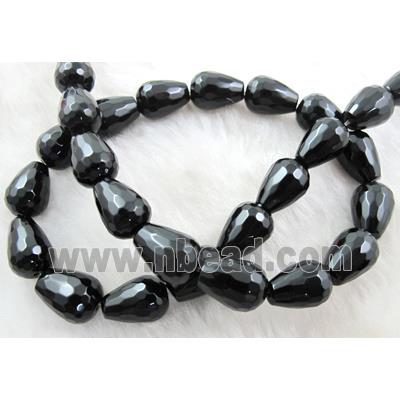 Natural Onyx Beads, Faceted Drip, black