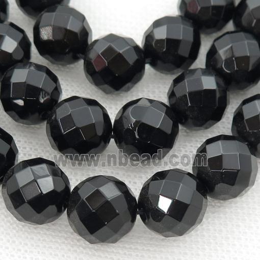 Natural Agate Beads, black, faceted round