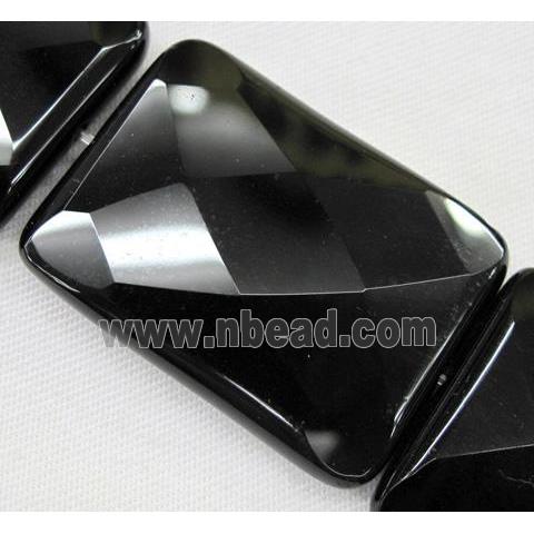 natural Onyx bead, hand-cutting, faceted rectangle, A-grade, black