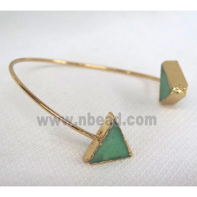 green Australian Chrysoprase Bangle, copper, gold plated