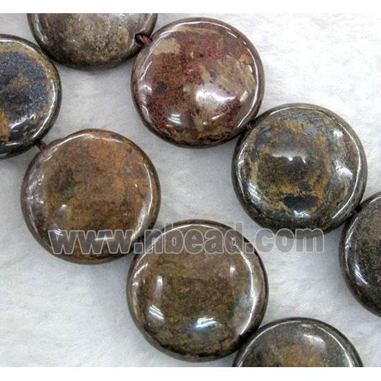 Bronzite Stone Bead, coin round