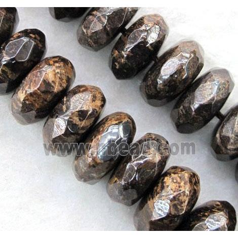 Bronzite Beads, faceted rondelle