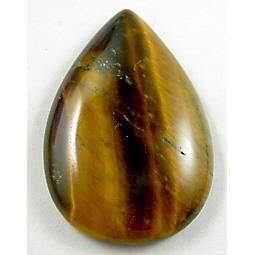 Tiger eye cabochon, flat-back, teardrop