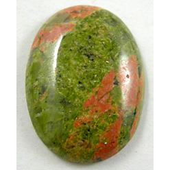 Unakite Gemstone, Cabochon, flat-back Oval