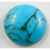 blue Turquoise Cabochon, flat-back round