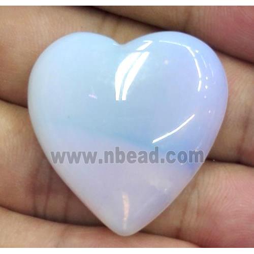 white Opalite jasper cabochon, heart