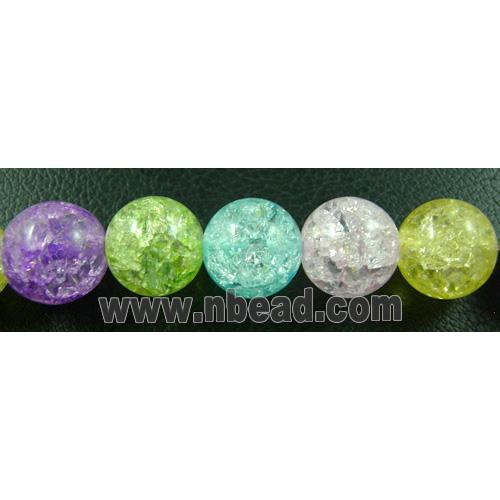 Round Chinese Crackle Crystal beads, mix color