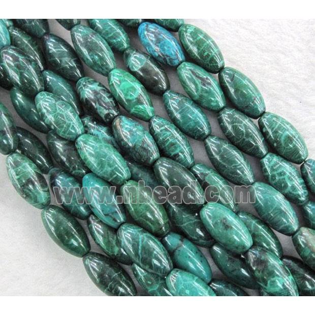 Coral Fossil Beads, chrysanthemum, dye green, rice-shaped