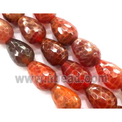 ruby fire Agate beads, faceted teardrop, grade A