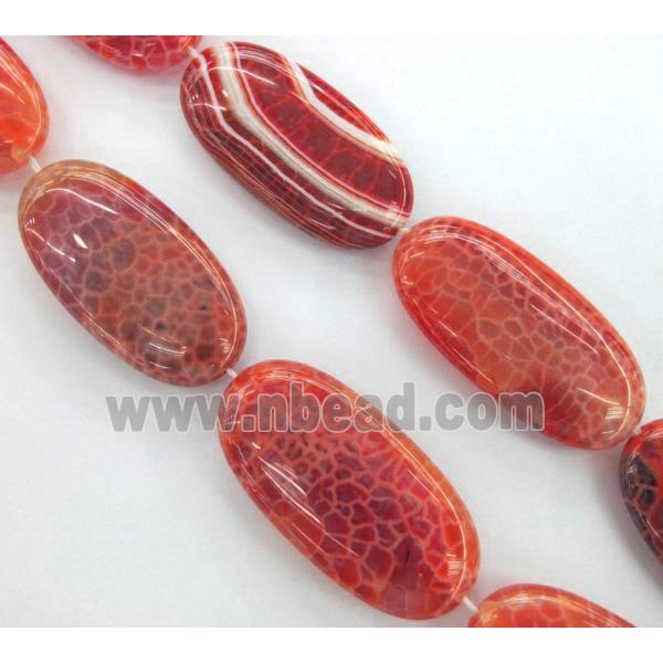 Fire Ruby Agate beads, oval, grade A