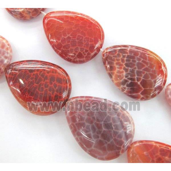 Fire Ruby Agate beads, teardrop, grade A