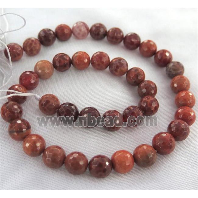 Ruby Fire Agate Beads, faceted round