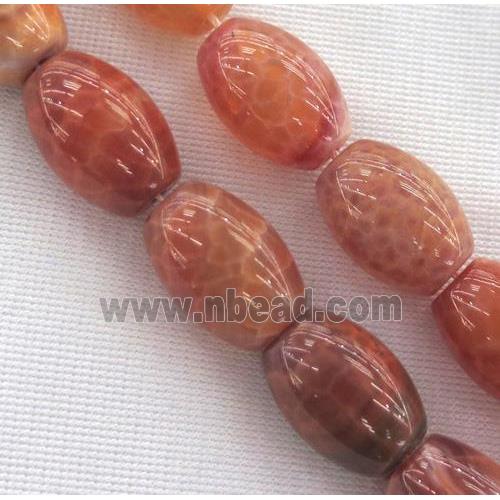 ruby fire agate beads, barrel