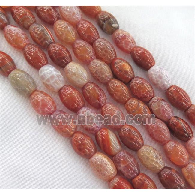 ruby fire agate beads, barrel