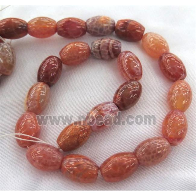 ruby fire agate beads, barrel